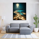 HASTHIP® DIY 5D Diamond Painting Art Kit Dreamy Beach Moonlit Night Diamond Painting Beginner DIY 5D Diamond Painting for Home Decor, No Frame Wall Decor 5D Diamond Painting, 12 x 16 Inch