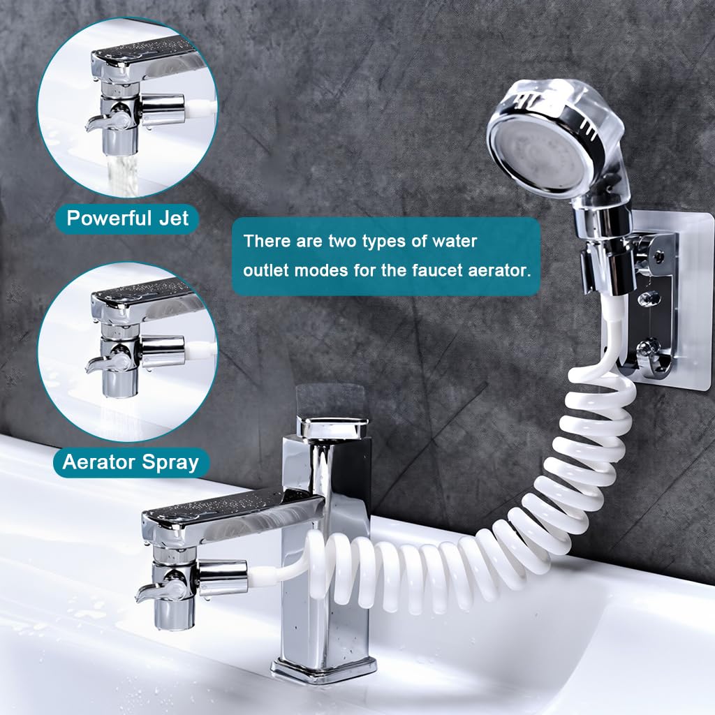 HASTHIP Pressurized Sink Sprayer Attachment for Kitchen and Bathroom with 1.5 m Hose | No-Drill Holder and Alloy Diverter Valve