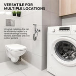 HASTHIP® Dual Outlet Washing Machine Tap and Gardening Faucet with Sprayer Holder, Stainless Steel Faucet Quarter Turn Bibcock Water tap for Gardening Water System Laundry Machine Faucet