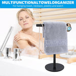 HASTHIP Towel Rack for Countertop featuring T Bar with Stable Base 11.8 in Black Stainless Steel | Modern Bathroom Storage for Face Towels and Paper Rolls