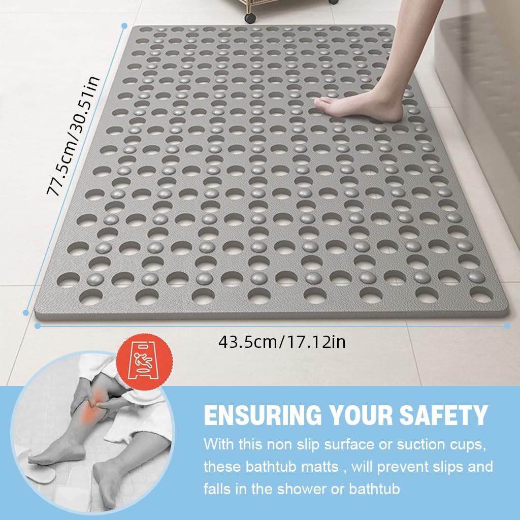 HASTHIP PVC Bathroom Mat 43.5 x 77.5 cm for Shower Safety featuring Multi Hole Drainage | Non Slip for Kids and Seniors