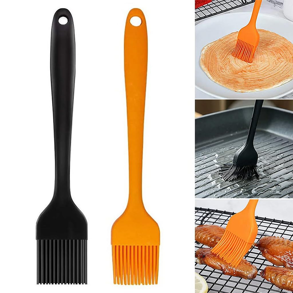 HASTHIP® 2Pcs Oil Brush Heat Resistance Food-Grade Silicone Brush Oil Brush BBQ Oil Brush 10.6 Inches Silicone Oil Brush Sauce Brush