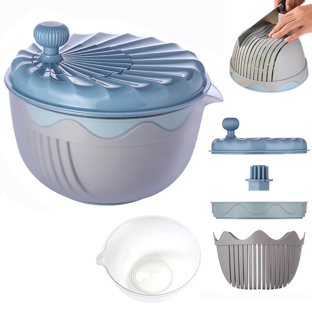 HASTHIP® Salad Spinner and Vegetable Dryer,Large Fruit and Vegetable Washer for Salad,Mix Pasta Dryer Easy Cleaning Efficient Drying Maker with Built-in Dressing Mixer
