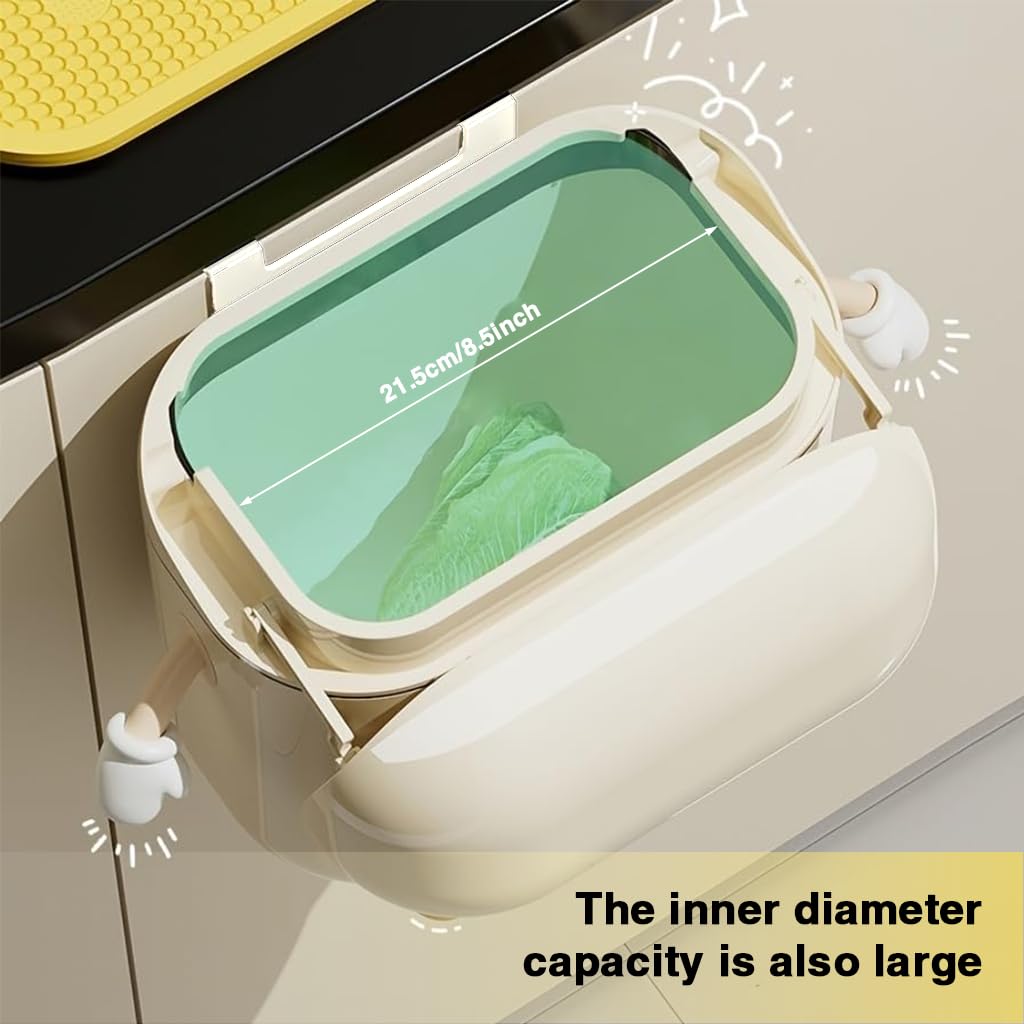 HASTHIP Compost Bin for Kitchen Counter or Under Sink featuring 9L Capacity and Wall Mount | Plastic Lid Keeps Odors Contained