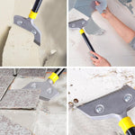 HASTHIP® Blade Scraper Floor and Wall Scraper 23.6 Inches Long Handle Cleaning Scraper with 10Pcs Replacement Razor Blades Heavy Duty Aluminum Alloy Cleaning Scraper for Wall, Glass, Tiles
