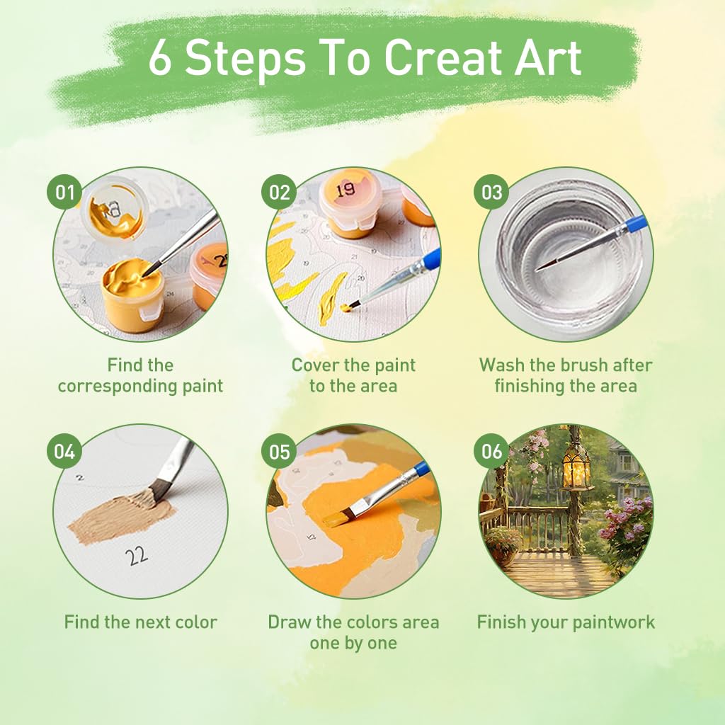 HASTHIP® DIY Paint by Numbers Kit Countryside Hallway DIY Oil Paint Paint by Numbers Canvas Oil Paint Wall Decoration DIY Number Painting Natural Scenery Oil Paint Home Decoration, 40 x 50 cm