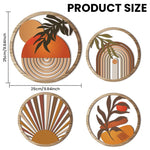 HASTHIP Wall Decor Set for Living Room and Bedroom featuring 4pcs 10 in Wooden Art | Quick Invisible Mounting