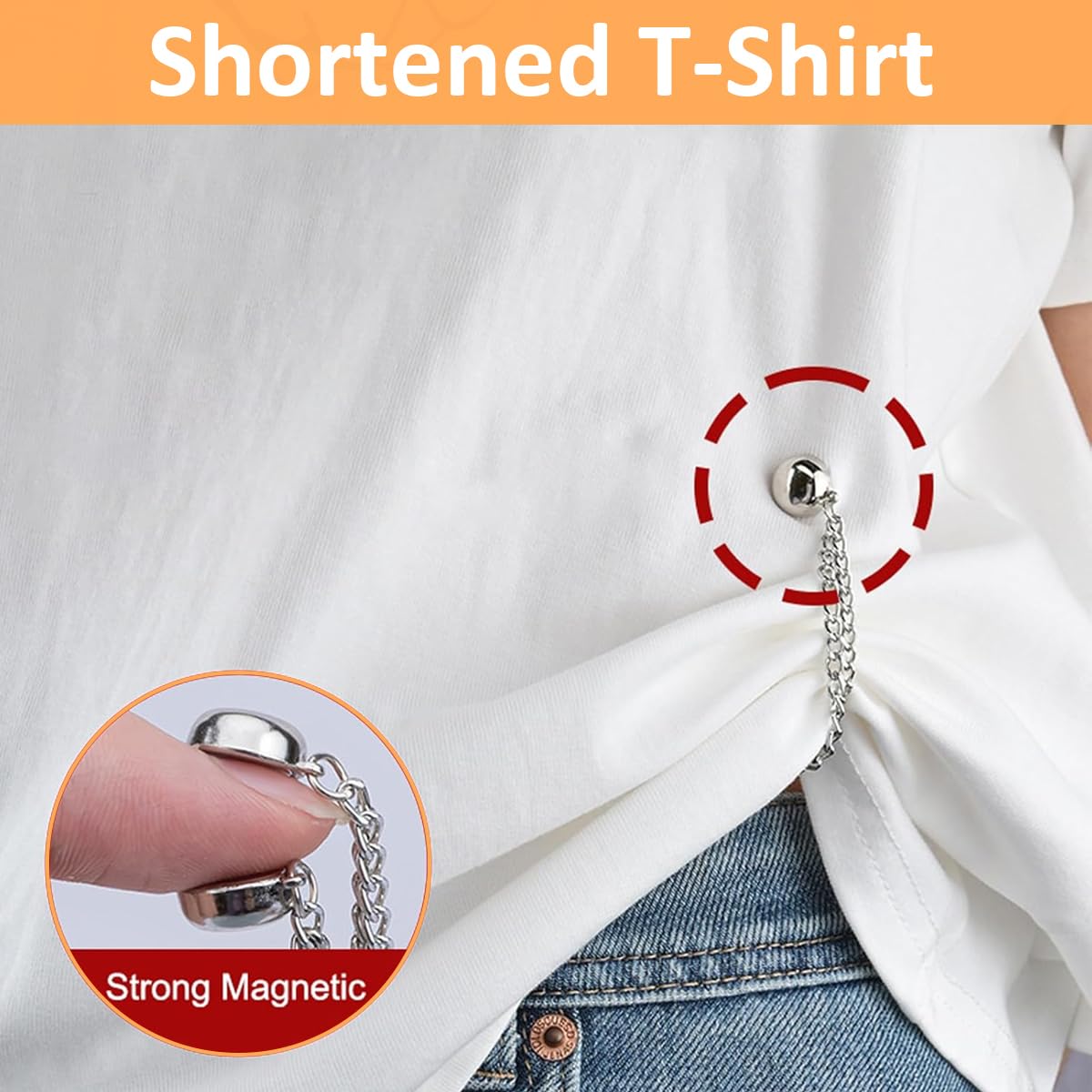 HASTHIP® 4Pcs Magnetic Clothing Clip, Metal Pinless Brooch Clothes Hijab Magnets Chain, Magnetic Cuff Holder, Multi-Purpose Pant Buttons Clips for Shirts, Blazer, Trousers (4 Colors)