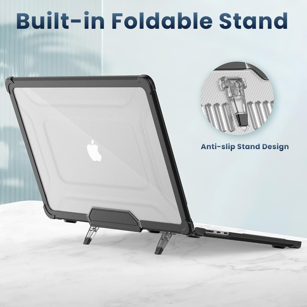 HASTHIP Laptop Case Cover for MacBook Air 15.3 inch with TPU Bumper and Fold Stand | Reinforced PC Shell