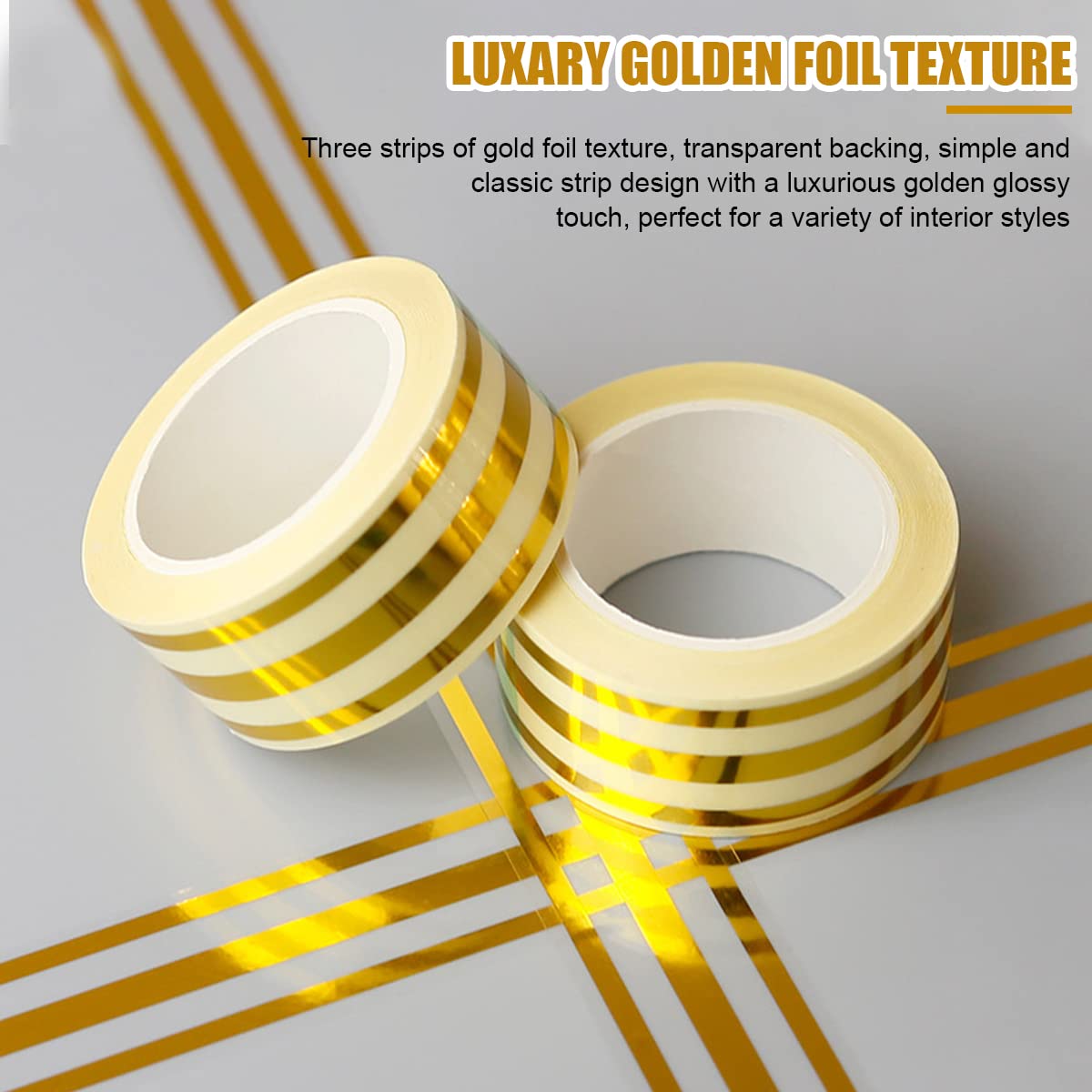 HASTHIP Tile Gap Tape for Wall and Floor Decoration with Golden Foil Texture 2.5cm×5m | PVC Waterproof Self Adhesive Design