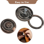 HASTHIP Vintage Ring Pull Handles for Cabinet & Drawer Floral Embossed 2PCS