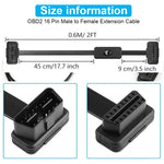 HASTHIP® OBD2 Extension Cable,Ultra-Thin OBDII Male to Female Connection Cord Extension Cable, 16 Pin OBD 2 Flat Wire Car Diagnostic