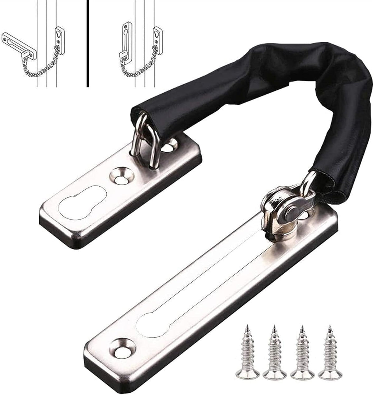 HASTHIP Security Door Chain Lock for Apartments with 6.2 in Chain and Screw Fix Design