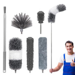HASTHIP Microfiber Feather Duster for Ceiling Fans and High Ceilings with 100 in Extension Pole | 6 PCS Washable Bendable Cleaning Set