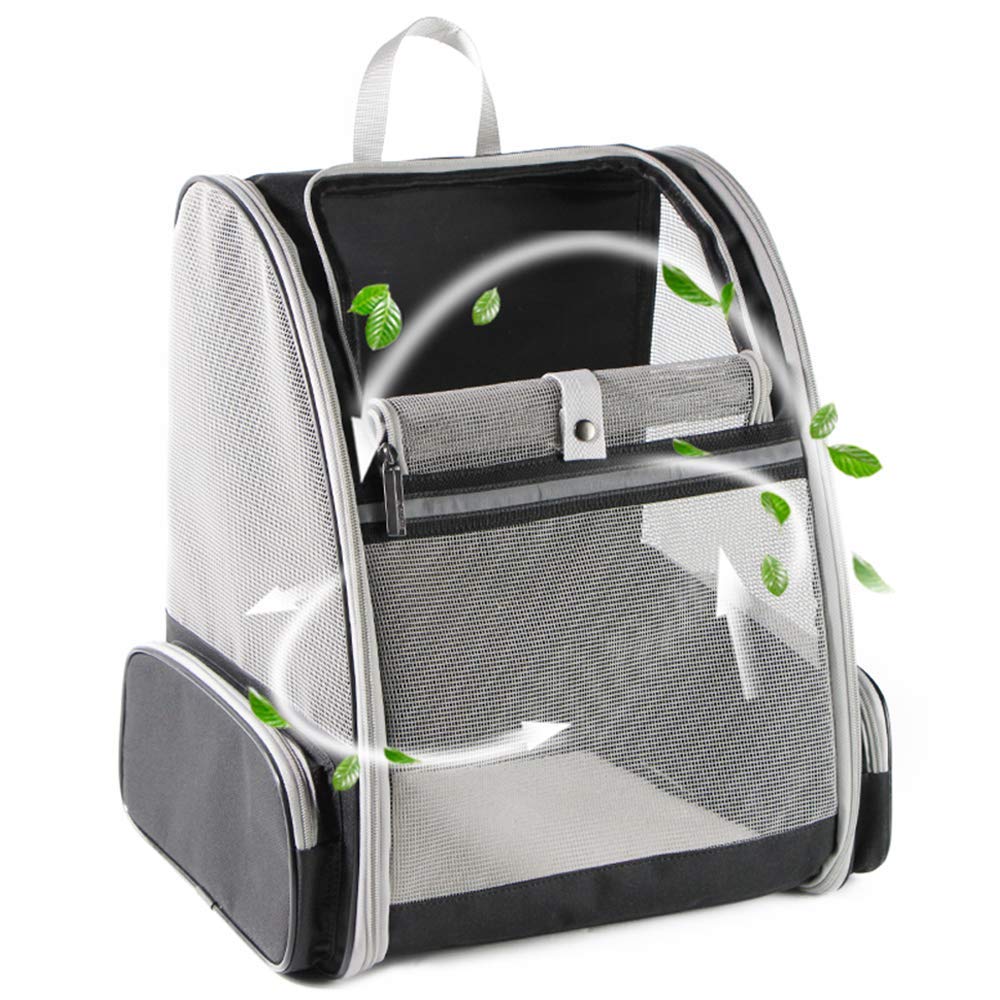 HASTHIP® Breathable Design Cat Bag Carrier Backpack for Hot Weather, Expandable Cat Dogs Cage, Cat Bag, Backpack Design Pet Travel Carrier Pet Case for Small Pets (Grey)