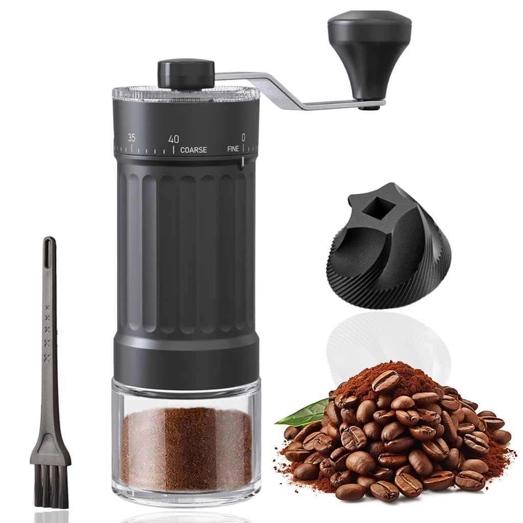 HASTHIP® Coffee Bean Grinder Manual Manual Burr Grinder Moka Pot Espresso Coffee Adjustable Coarse Design Conical Ceramic Burr for Espresso,Pour Over