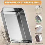HASTHIP Large Stainless Steel Cat Litter Pan with High Sides Odor Control