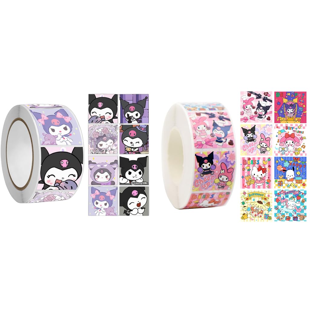 HASTHIP Kuromi & Sanrio Stickers for Journaling and DIY Crafts featuring 500pcs 8 Designs | Cute Decals for Kids Teens and Adults