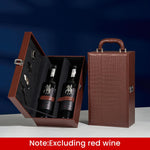 HASTHIP Wine Box for 2 Bottles featuring 34.5x20x12cm Dual Compartment Design | Leatherette Gift Set with Wine Accessories