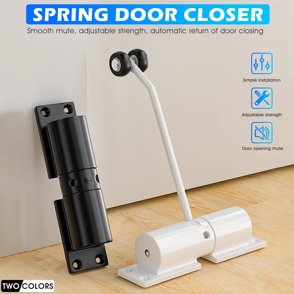 HASTHIP Automatic Door Closer for Wooden and Metal Doors with Adjustable Spring 3 pcs White