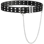 HASTHIP® Cinturón de Cuero para Mujer, Ajustable Vintage Boho Disk Concho, Moda Occidental Punk, Hebilla Metálica Dorada para Jeans, Vestidos y Faldas, Accesorio Elegante Negro