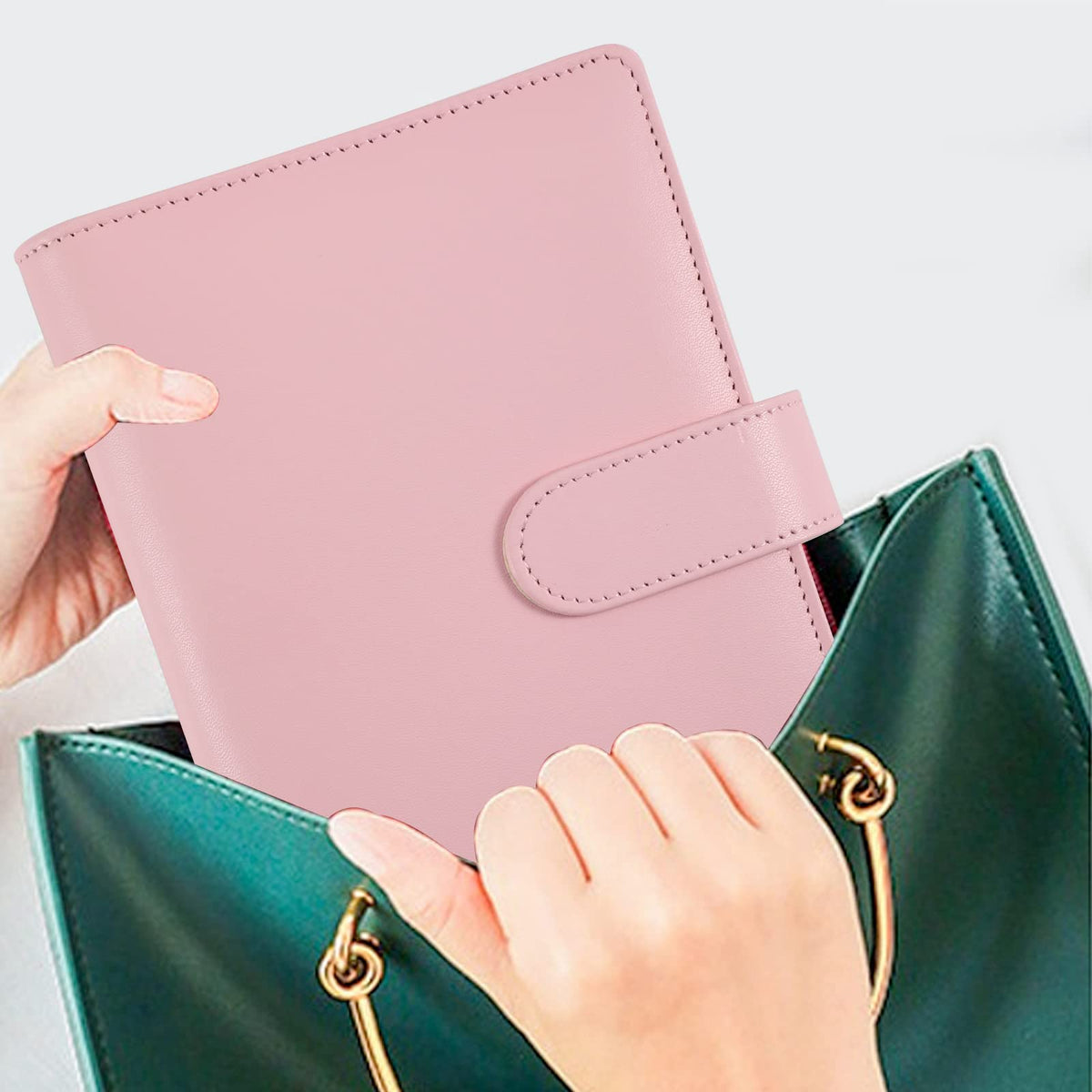HASTHIP A6 PU Leather Binder Organizer Set for Budgeting with 6 Ring Refillable Design and 8 Cash Envelopes