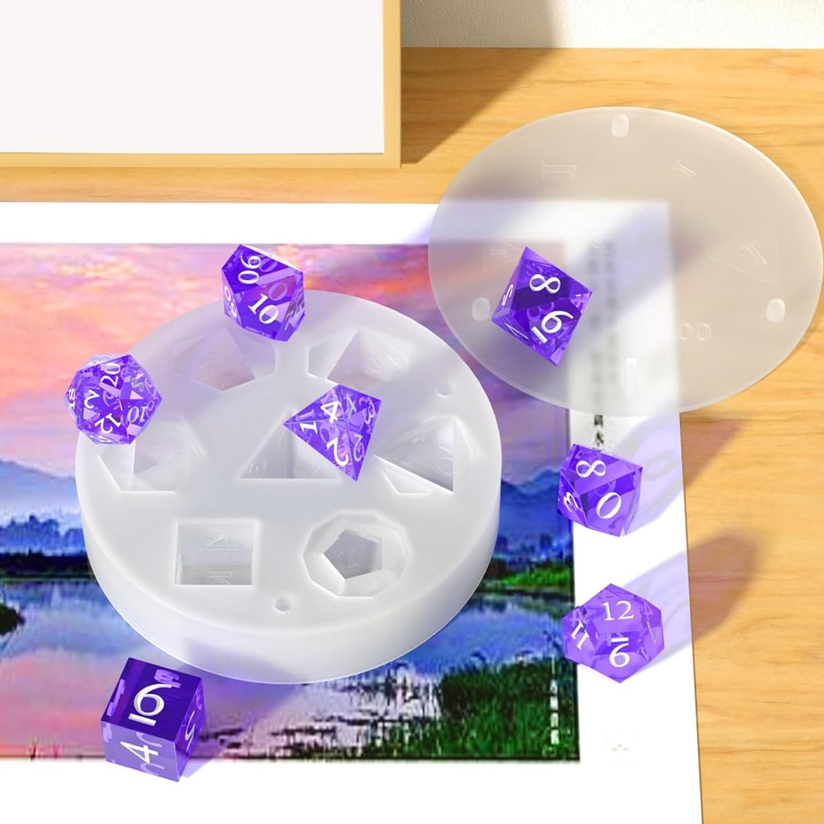 HASTHIP Silicone Dice Molds for Epoxy Resin Casting featuring Multifaceted Design | DIY Art and Gaming Craft Mold