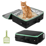 HASTHIP® Arenero para Gatos Portátil y Plegable de Viaje,Caja de Arena Impermeable Oxford con Pala,Fácil Limpiar Reutilizable Antiodor para Interior y Exterior 40x30x13cm