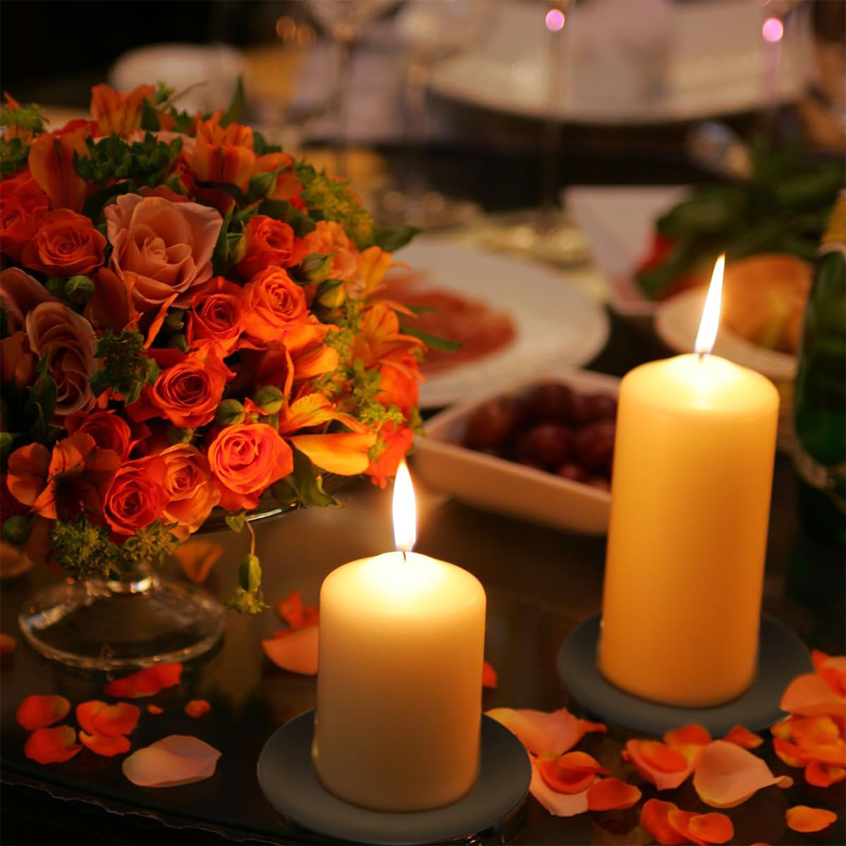 HASTHIP Candle Holders for Home Decor featuring 4.37 in Iron Plates | Elegant Black Stands