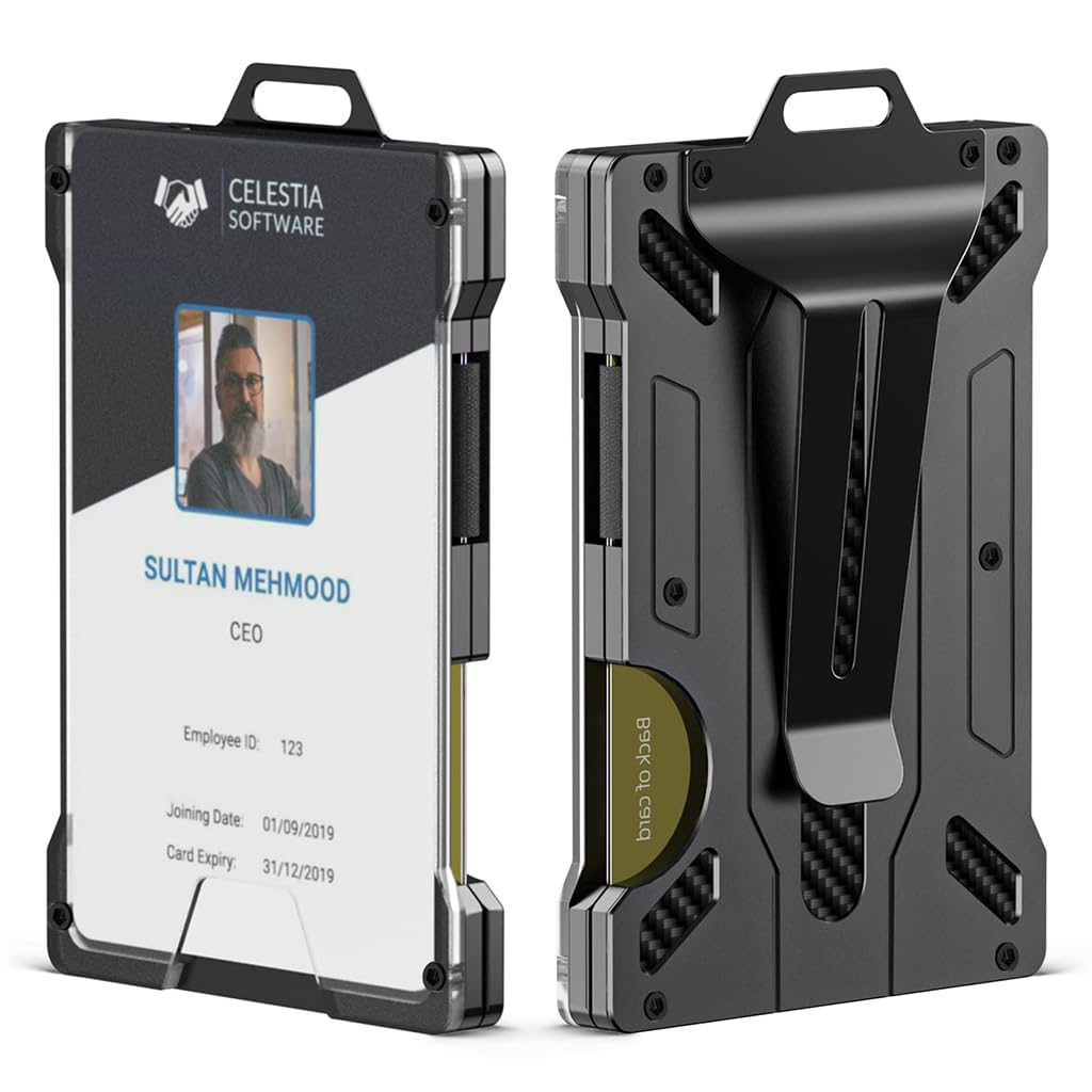 HASTHIP Slim Men's Wallet with RFID Blocking and Push-Up Card Access | Carbon Fiber 9.5cm