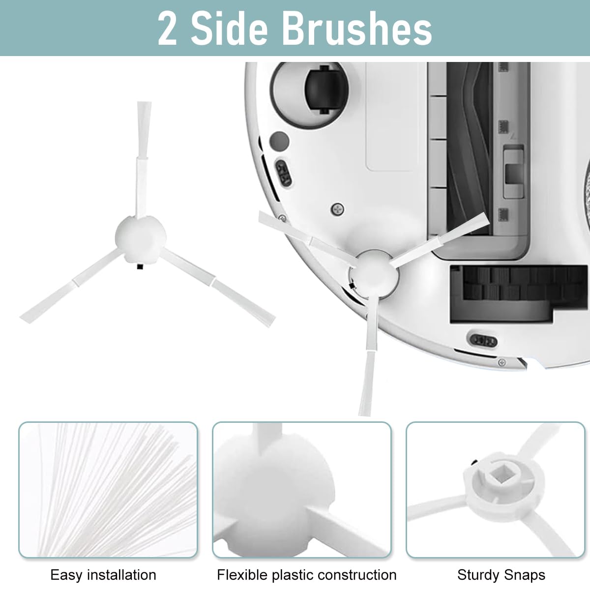 HASTHIP® Replacement Accessories for Mi Robot Vacuum X10, Includes 2Pcs Mop Pads, 2Pcs Side Brushes, 2 Filters, Ideal Essential Accessories Alternatives for Robot Vacuum X10.