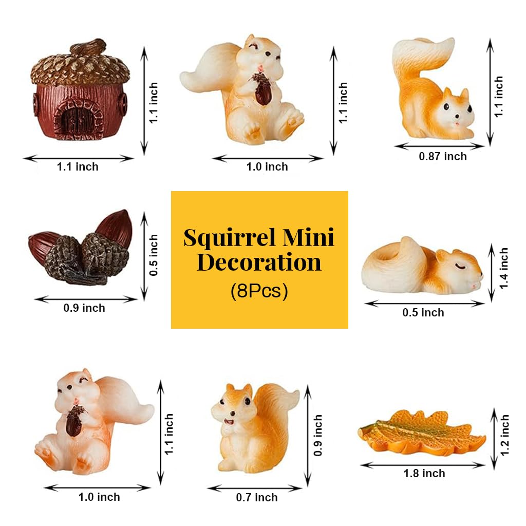 HASTHIP® 8Pcs Squirrel Miniature Decor Mini Walnut House Decor Moss Landscape Decorations Resion Miniature Decor for Moss Landscape, Garden Ornament, Flower Pots, Dollhouse Garden Decorations