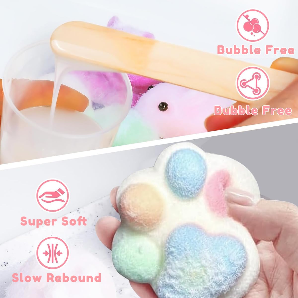 HASTHIP DIY Jelly Toy Silicone Mold Kit with 4 Cute Molds for Kids & Adults | Safe Platinum Cure Silicone Craft Set