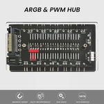 HASTHIP® Concentrador ARGB y PWM de 10 Puertos,Divisor 1 a 10 para Ventiladores 5V 3PIN RGB Direccionable,Hub Adaptador Magnético con Conexión SATA Controlador de Ventiladores PC para