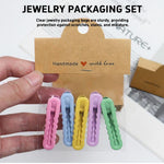 HASTHIP Jewellery Organiser Pouch Set for Rings and Necklaces with 100Pcs 8x10cm Clear Bags | Includes Brown Cardstock Handles for Display and Gifting
