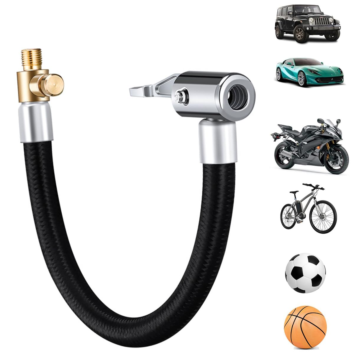 HASTHIP 9.8-Inch Flexible Tyre Inflator Hose Adapter with Quick Connect Fitting