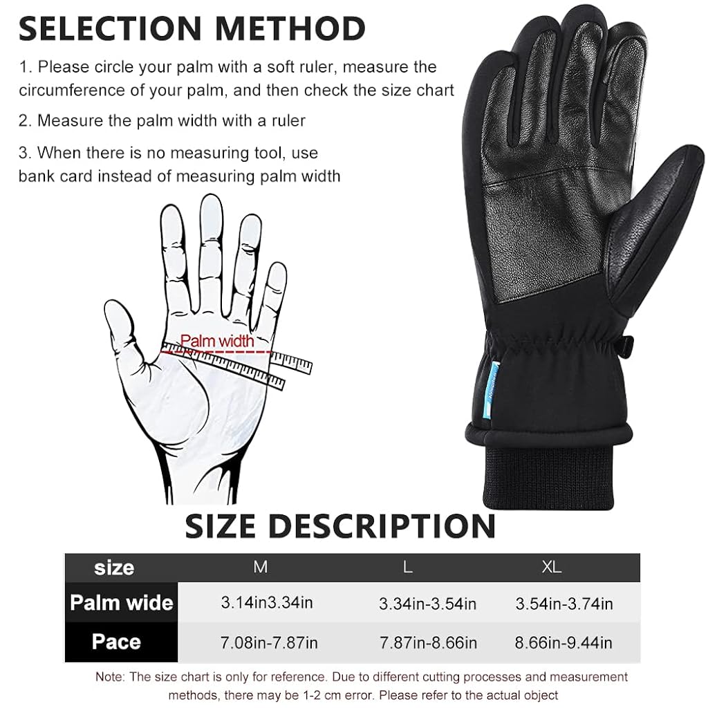 HASTHIP® Professional Winter Gloves for Skiing, Warm Bike Gloves Men Touch Screen Finger Anti-slip Design, Ski Gloves, Bike Gloves Windproof