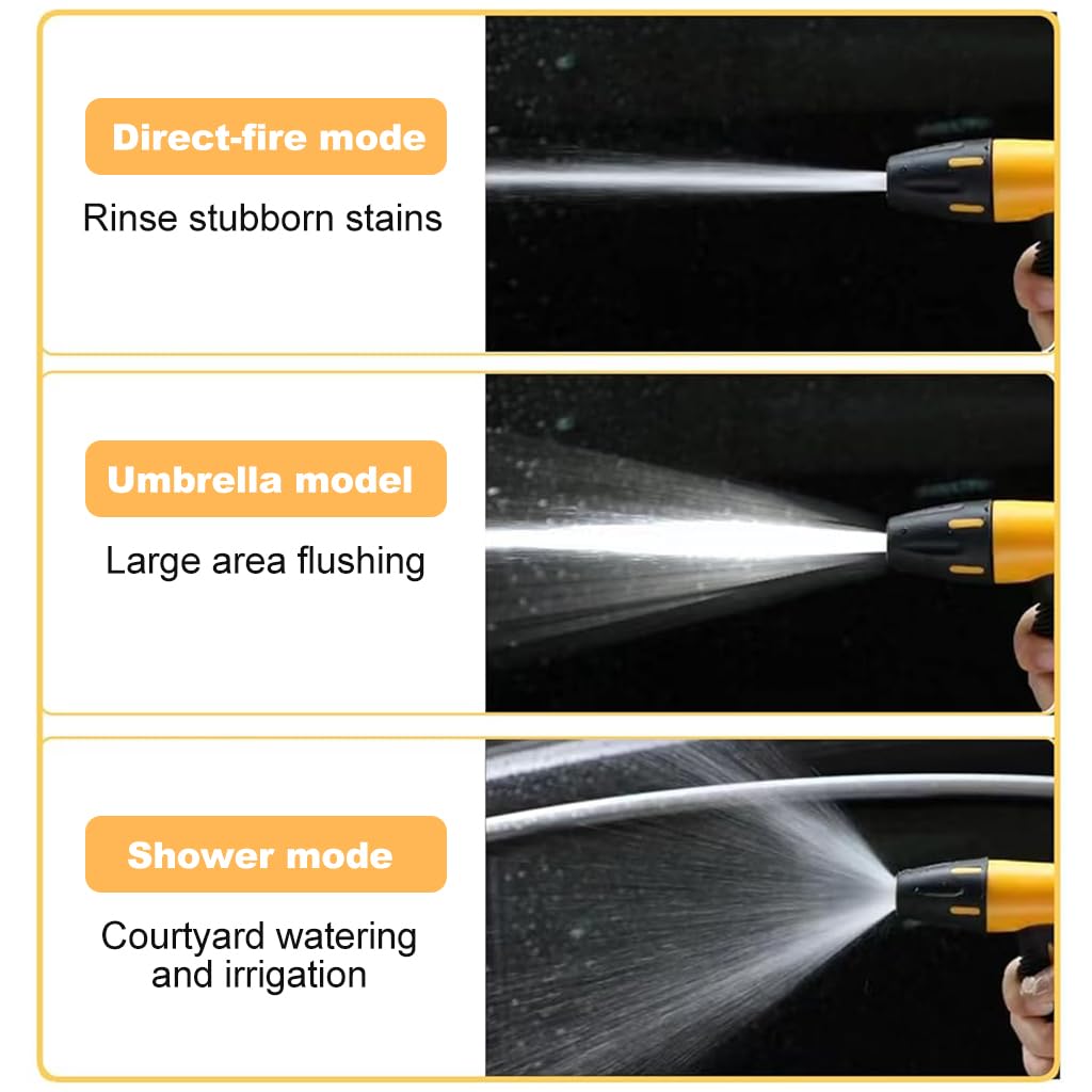 HASTHIP® Garden Hose Spray Gun Kit with 3 Connectors Pressurized Water Spray Gun with 2 Spray Patterns, Multi Purpose Water Spray Gun for Car Washing, Gardening, Watering, Irrigation