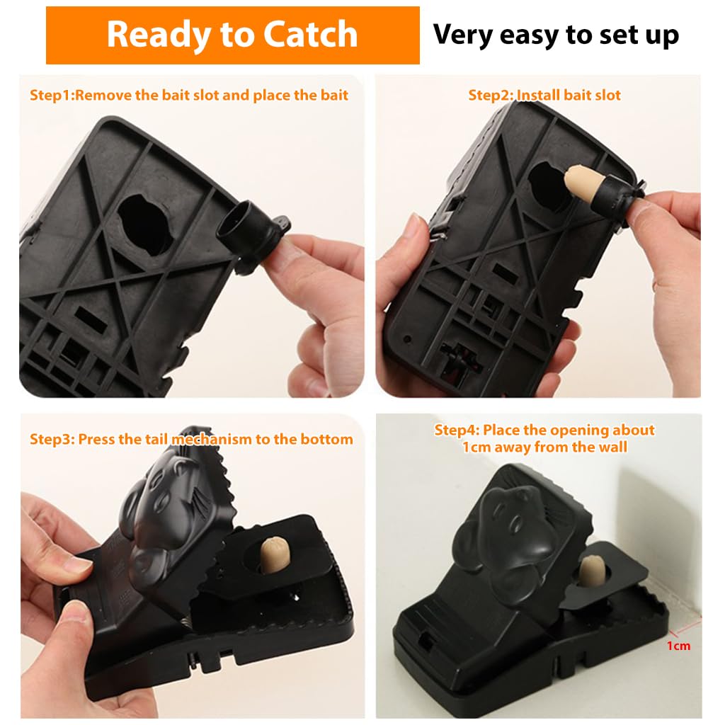 HASTHIP Rat Traps for House and Garden with Ultra Fast Trigger | 4Pcs 17×7.5×7.5cm Reusable ABS