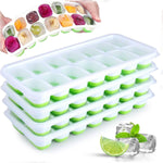 HASTHIP Ice Cube Tray for Freezer Set of 4 with 56 Cubes and Soft TPR Bottom Design