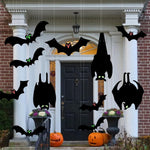 HASTHIP Halloween Home Decorations for Party with 13 Bats & Glow-in-the-Dark Eyes | PVC Wall and Tree Hanging Decor