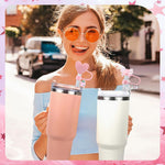 HASTHIP Straw Cover Cap for 10mm Straws with Anti Slip Grip & Cute Charms | 4 Pcs Dustproof Tumbler Lid