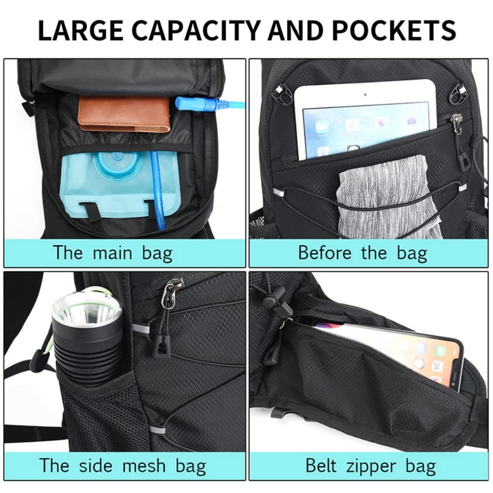 HASTHIP® Mochila de Hidratación 2L Impermeable y Ultraligera,Chaleco de Hidratación Ajustable para Correr,Senderismo Ciclismo y Camping Mochila Transpirable con Bolsa Agua BPA Free