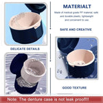 HASTHIP Denture Case Bath Cup with Strainer Basket for Retainer Cleaning Blue 3PCS