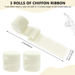 HASTHIP Chiffon Ribbon Set for Wedding and DIY Crafts featuring 3 Rolls 1.5in x 7yd Beige