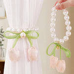 HASTHIP® Flower Curtain Tiebacks, Decorative Rope Holdbacks with Adjustable Buckle, Cute Pink Floral Curtain Clips for Drapes Window Sheer Bedroom Living Room Nursery Decor