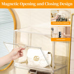 HASTHIP Clear Book Storage Organizer Box for Books and Dolls with Door | 33 x 21 x 27 cm Stackable Plastic Display Case