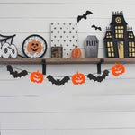 HASTHIP Halloween Decoration for Home and Party with 2PCS Felt Pumpkin & Bat Garlands | Reusable Wall and Window Hanging Decor