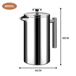 HASTHIP French Press Coffee Maker 800ml for Coffee and Tea with 4 Level Filtration | 304 Stainless Steel Double Insulated Design