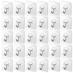 HASTHIP® 30 Pack Wall Hooks Strong Acrylic Backing Glue Wall Hooks Self-Adhesive Wall Hooks for Bathroom, Kitchen Waterproof Ultra Adhesive Wall Hooks (Clear)